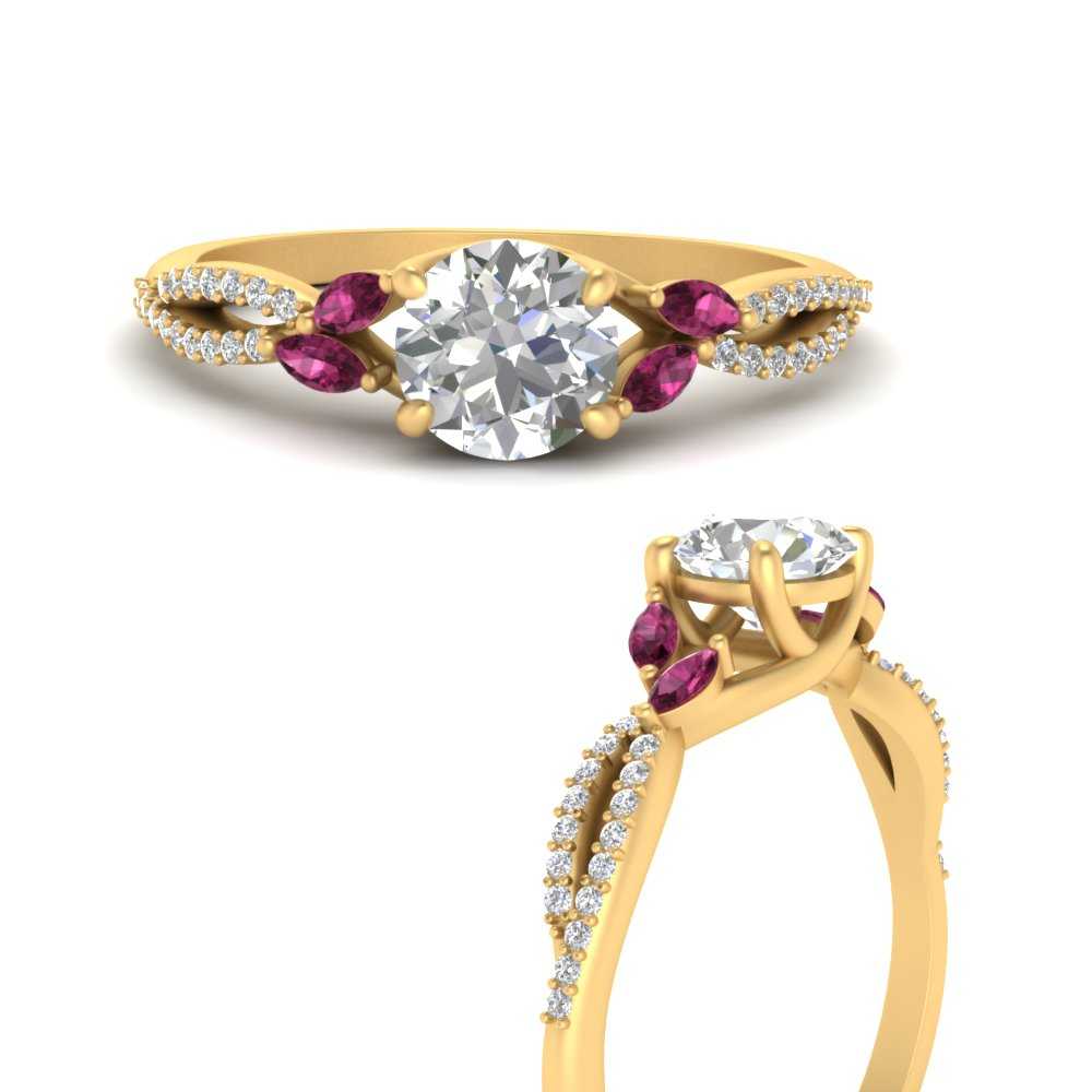 twisted-split-round-cut-vine-engagement-ring-with-pink-sapphire-in-yellow-gold-FDENR3211RORGSADRPIANGLE3-NL-YG