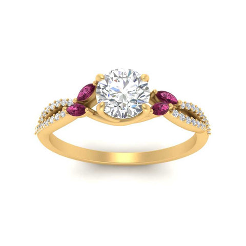 twisted-split-round-cut-vine-engagement-ring-with-pink-sapphire-in-yellow-gold-FDENR3211RORGSADRPIANGLE3-NL-YG