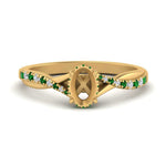 Load image into Gallery viewer, twisted-under-semi-moun-halo-emerald-engagement-ring-in-FD10090SMRGEMGRANGLE3-NL-YG
