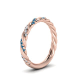 Load image into Gallery viewer, twisted-vine-diamond-wedding-band-with-blue-topaz-in-rose-gold-FD9127BGICBLTOANGLE2-NL-RG

