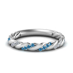 Load image into Gallery viewer, twisted-vine-diamond-wedding-band-with-blue-topaz-in-white-gold-FD9127BGICBLTO-NL-WG
