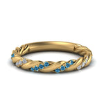 Load image into Gallery viewer, twisted-vine-diamond-wedding-band-with-blue-topaz-in-yellow-gold-FD9127BGICBLTO-NL-YG
