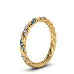 Load image into Gallery viewer, twisted-vine-diamond-wedding-band-with-blue-topaz-in-yellow-gold-FD9127BGICBLTOANGLE2-NL-YG
