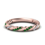 Load image into Gallery viewer, twisted-vine-diamond-wedding-band-with-emerald-in-rose-gold-FD9127BGEMGR-NL-RG
