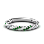 Load image into Gallery viewer, twisted-vine-diamond-wedding-band-with-emerald-in-white-gold-FD9127BGEMGR-NL-WG
