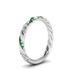 Load image into Gallery viewer, twisted-vine-diamond-wedding-band-with-emerald-in-white-gold-FD9127BGEMGRANGLE2-NL-WG