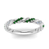 Load image into Gallery viewer, twisted-vine-diamond-wedding-band-with-emerald-in-white-gold-FD9127BGEMGRANGLE5-NL-WG