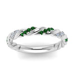 Load image into Gallery viewer, twisted-vine-diamond-wedding-band-with-emerald-in-white-gold-FD9127BGEMGRANGLE5-NL-WG
