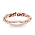 Load image into Gallery viewer, twisted-vine-diamond-wedding-band-with-orange-sapphire-in-rose-gold-FD9127BGSAORANGLE5-NL-RG
