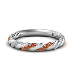 Load image into Gallery viewer, twisted-vine-diamond-wedding-band-with-orange-sapphire-in-white-gold-FD9127BGSAOR-NL-WG
