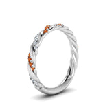 Load image into Gallery viewer, twisted-vine-diamond-wedding-band-with-orange-sapphire-in-white-gold-FD9127BGSAORANGLE2-NL-WG
