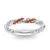 Load image into Gallery viewer, twisted-vine-diamond-wedding-band-with-orange-sapphire-in-white-gold-FD9127BGSAORANGLE5-NL-WG