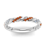 Load image into Gallery viewer, twisted-vine-diamond-wedding-band-with-orange-sapphire-in-white-gold-FD9127BGSAORANGLE5-NL-WG
