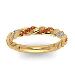 Load image into Gallery viewer, twisted-vine-diamond-wedding-band-with-orange-sapphire-in-yellow-gold-FD9127BGSAORANGLE5-NL-YG
