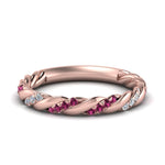 Load image into Gallery viewer, twisted-vine-diamond-wedding-band-with-pink-sapphire-in-rose-gold-FD9127BGSADRPI-NL-RG
