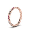 Load image into Gallery viewer, twisted-vine-diamond-wedding-band-with-pink-sapphire-in-rose-gold-FD9127BGSADRPIANGLE2-NL-RG