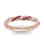 Load image into Gallery viewer, twisted-vine-diamond-wedding-band-with-pink-sapphire-in-rose-gold-FD9127BGSADRPIANGLE5-NL-RG
