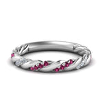 Load image into Gallery viewer, twisted-vine-diamond-wedding-band-with-pink-sapphire-in-white-gold-FD9127BGSADRPI-NL-WG
