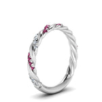 Load image into Gallery viewer, twisted-vine-diamond-wedding-band-with-pink-sapphire-in-white-gold-FD9127BGSADRPIANGLE2-NL-WG
