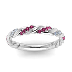 Load image into Gallery viewer, twisted-vine-diamond-wedding-band-with-pink-sapphire-in-white-gold-FD9127BGSADRPIANGLE5-NL-WG
