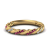Load image into Gallery viewer, twisted-vine-diamond-wedding-band-with-pink-sapphire-in-yellow-gold-FD9127BGSADRPI-NL-YG