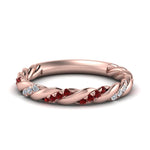 Load image into Gallery viewer, twisted-vine-diamond-wedding-band-with-ruby-in-rose-gold-FD9127BGRUDR-NL-RG
