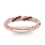 Load image into Gallery viewer, twisted-vine-diamond-wedding-band-with-ruby-in-rose-gold-FD9127BGRUDRANGLE5-NL-RG
