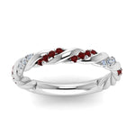 Load image into Gallery viewer, twisted-vine-diamond-wedding-band-with-ruby-in-white-gold-FD9127BGRUDRANGLE5-NL-WG
