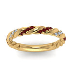 Load image into Gallery viewer, twisted-vine-diamond-wedding-band-with-ruby-in-yellow-gold-FD9127BGRUDRANGLE5-NL-YG

