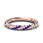 Load image into Gallery viewer, twisted-vine-diamond-wedding-band-with-sapphire-in-rose-gold-FD9127BGSABL-NL-RG
