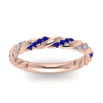 Load image into Gallery viewer, twisted-vine-diamond-wedding-band-with-sapphire-in-rose-gold-FD9127BGSABLANGLE5-NL-RG
