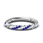 Load image into Gallery viewer, twisted-vine-diamond-wedding-band-with-sapphire-in-white-gold-FD9127BGSABL-NL-WG
