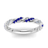 Load image into Gallery viewer, twisted-vine-diamond-wedding-band-with-sapphire-in-white-gold-FD9127BGSABLANGLE5-NL-WG
