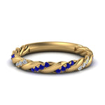 Load image into Gallery viewer, twisted-vine-diamond-wedding-band-with-sapphire-in-yellow-gold-FD9127BGSABL-NL-YG
