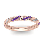 Load image into Gallery viewer, twisted-vine-diamond-wedding-band-with-violet-topaz-in-rose-gold-FD9127BGVITOANGLE5-NL-RG
