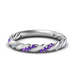 Load image into Gallery viewer, twisted-vine-diamond-wedding-band-with-violet-topaz-in-white-gold-FD9127BGVITO-NL-WG

