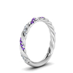 Load image into Gallery viewer, twisted-vine-diamond-wedding-band-with-violet-topaz-in-white-gold-FD9127BGVITOANGLE2-NL-WG
