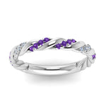 Load image into Gallery viewer, twisted-vine-diamond-wedding-band-with-violet-topaz-in-white-gold-FD9127BGVITOANGLE5-NL-WG
