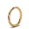 Load image into Gallery viewer, twisted-vine-diamond-wedding-band-with-violet-topaz-in-yellow-gold-FD9127BGVITOANGLE2-NL-YG