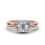 Load image into Gallery viewer, twisted-vine-emerald-cut-bridal-diamond-ring-set-with-plain-shank-in-rose-gold-FD8300EMB1-NL-RG.jpg
