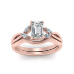 Load image into Gallery viewer, twisted-vine-emerald-cut-bridal-diamond-ring-set-with-plain-shank-in-rose-gold-FD8300EMB1-NL-RG.jpg
