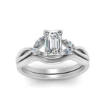 Load image into Gallery viewer, twisted-vine-emerald-cut-bridal-diamond-ring-set-with-plain-shank-in-white-gold-FD-8300EMB1-NL-WG.jpg
