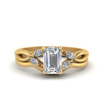 Load image into Gallery viewer, twisted-vine-emerald-cut-bridal-diamond-ring-set-with-plain-shank-in-yellow-gold-FD8300EMB1-NL-YG.jpg

