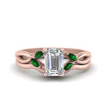 Load image into Gallery viewer, twisted-vine-emerald-cut-bridal-emerald-ring-set-with-plain-shank-in-rose-gold-FD8300EMB1GEMGR-NL-RG.jpg
