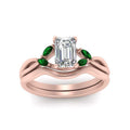 Thumbnail 20 - twisted-vine-emerald-cut-bridal-emerald-ring-set-with-plain-shank-in-rose-gold-FD8300EMB1GEMGR-NL-RG.jpg