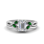 Load image into Gallery viewer, twisted-vine-emerald-cut-bridal-emerald-ring-set-with-plain-shank-in-white-gold-FD8300EMB1GEMGR-NL-WG.jpg
