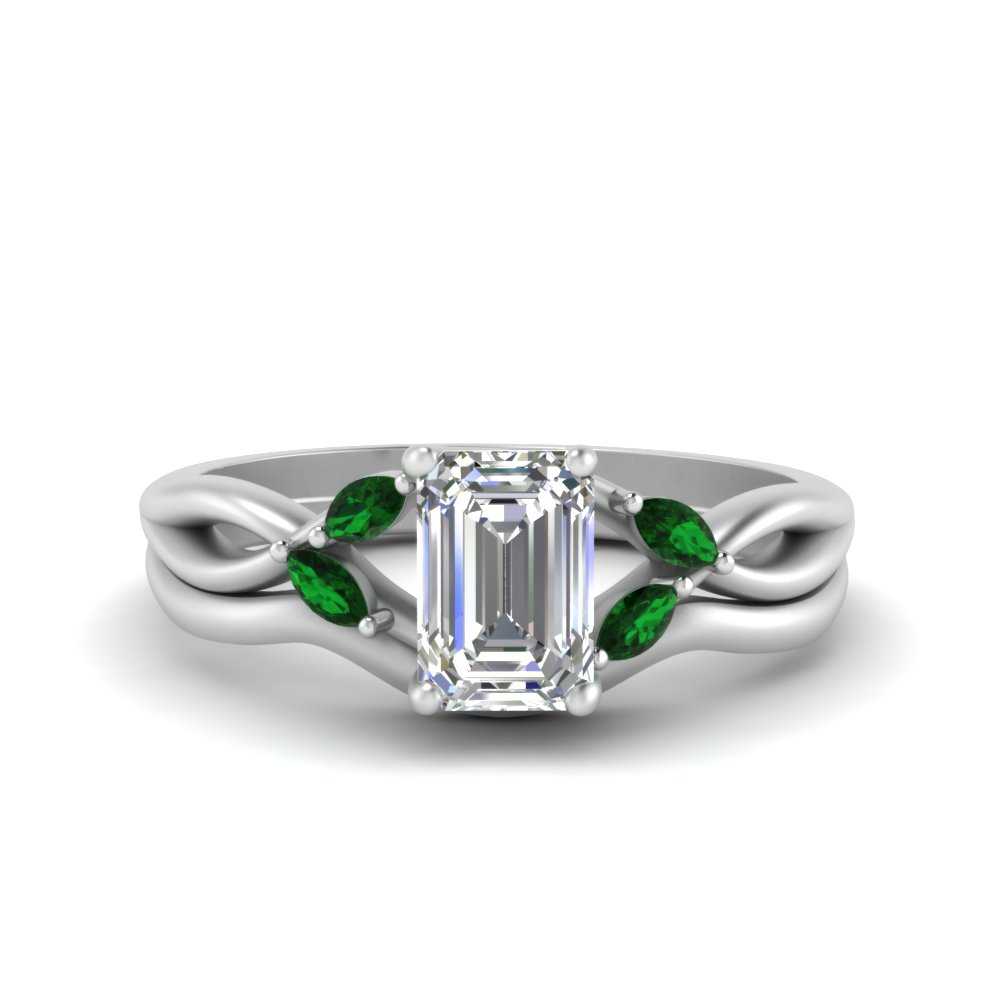 twisted-vine-emerald-cut-bridal-emerald-ring-set-with-plain-shank-in-white-gold-FD8300EMB1GEMGR-NL-WG.jpg