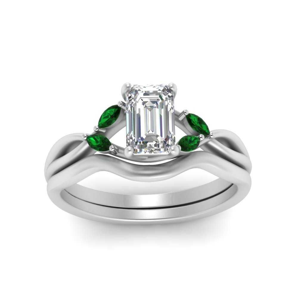twisted-vine-emerald-cut-bridal-emerald-ring-set-with-plain-shank-in-white-gold-FD8300EMB1GEMGR-NL-WG.jpg