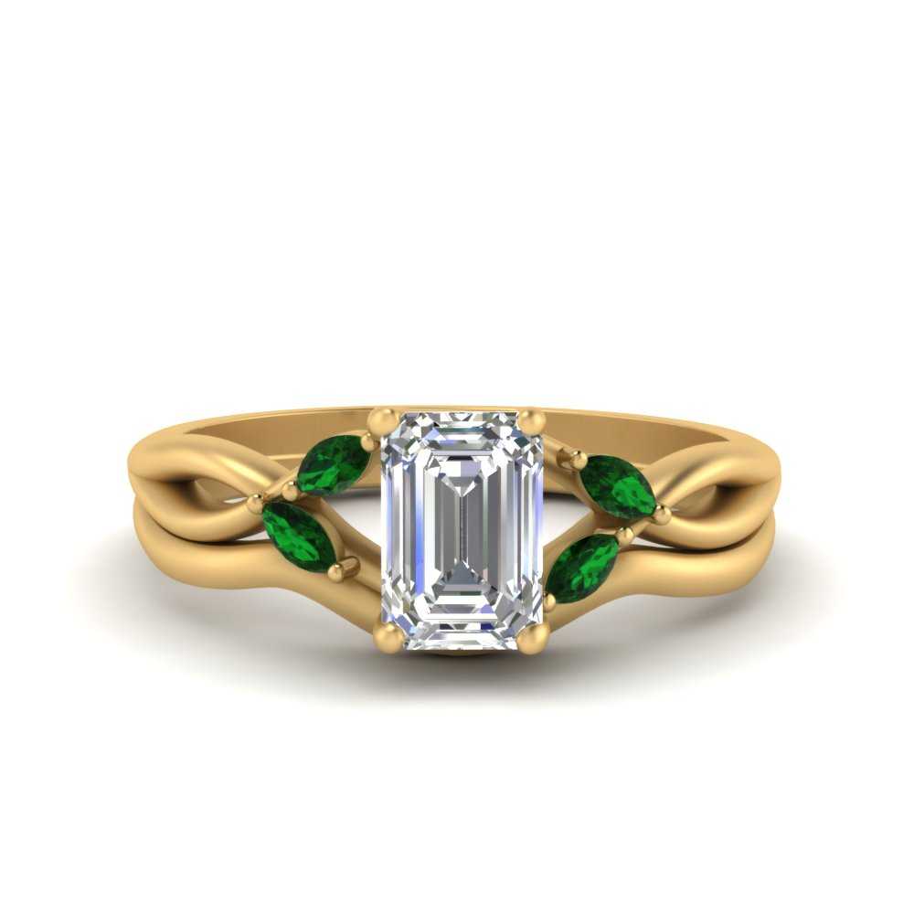 twisted-vine-emerald-cut-bridal-emerald-ring-set-with-plain-shank-in-yellow-gold-FD8300EMB1GEMGR-NL-YG.jpg