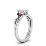 Load image into Gallery viewer, twisted-vine-emerald-cut-bridal-ruby-ring-set-with-plain-shank-in-white-gold-FD8300EMB1GRUDR-NL-WG.jpg
